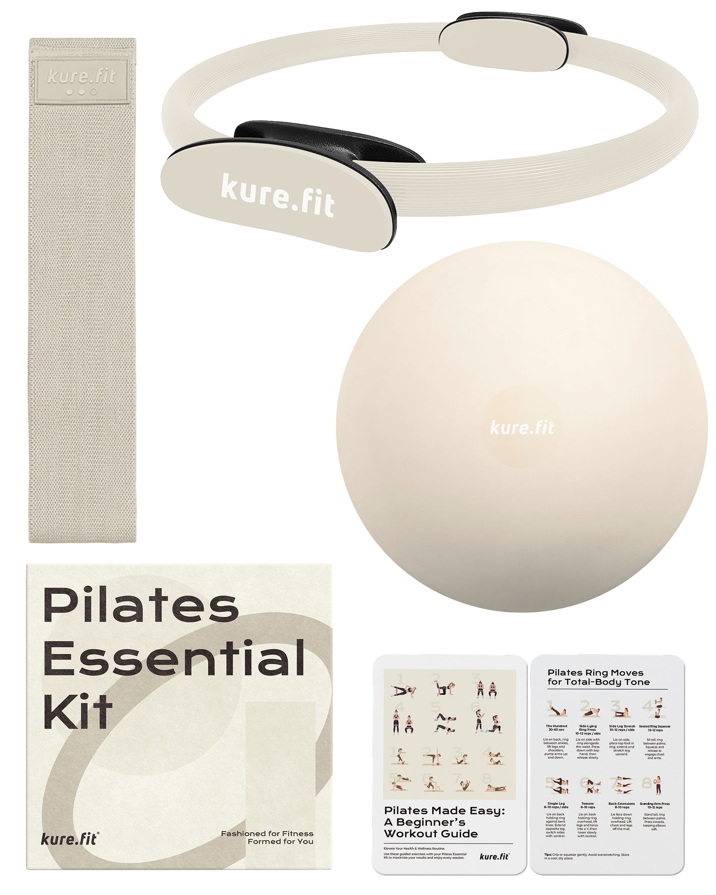 Pilates Essential Kit-Pilates Ring Resistance Bands Soft Pilates Ball
