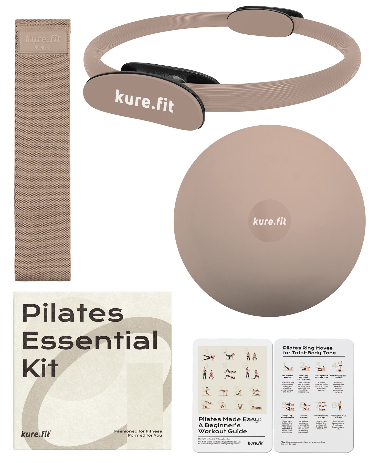 Pilates Essential Kit-Pilates Ring Resistance Bands Soft Pilates Ball